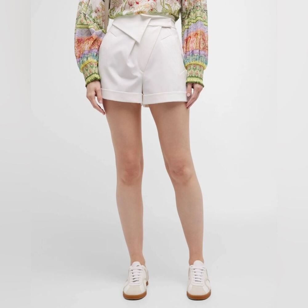 Alice + Olivia White High-Waist Tailored Shorts